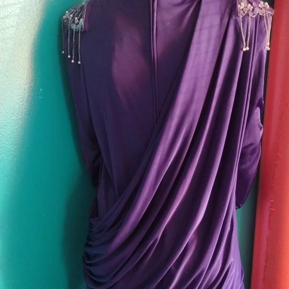 Vintage Formal Purple Evening Dress - Picture 7 of 9